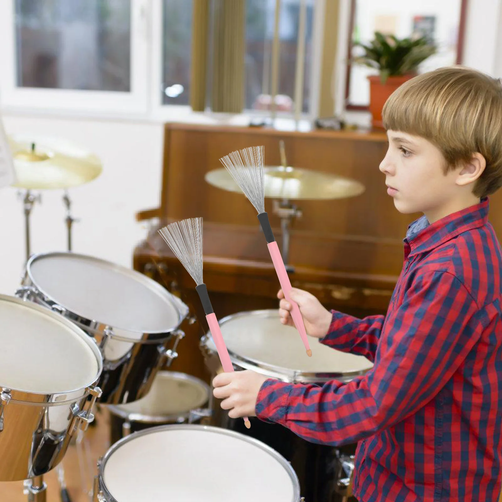 

1 Pair Carbon Steel Wire Wire For Jazz Percussion Metal Drum Brush For Drums Brush Instrument Accessory Drum Set