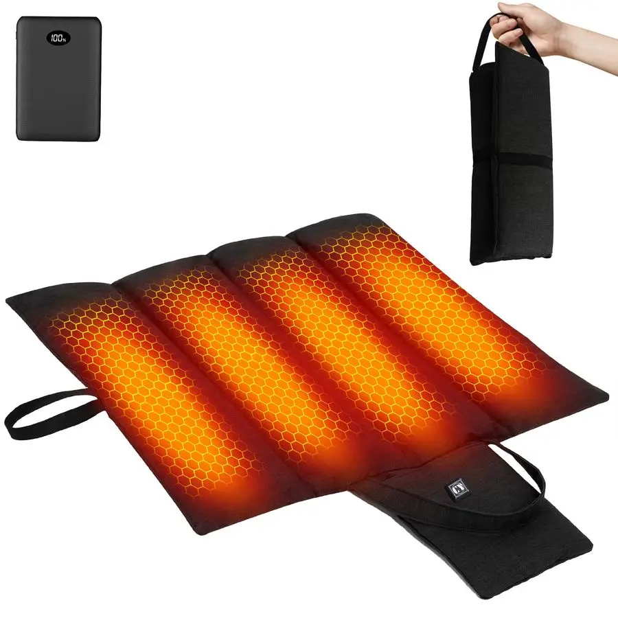 

Heated Seat Cushion Battery Operated Foldable Portable USB Rechargeable Heating Seat Cushion for Office, Bleacher, Stadium,