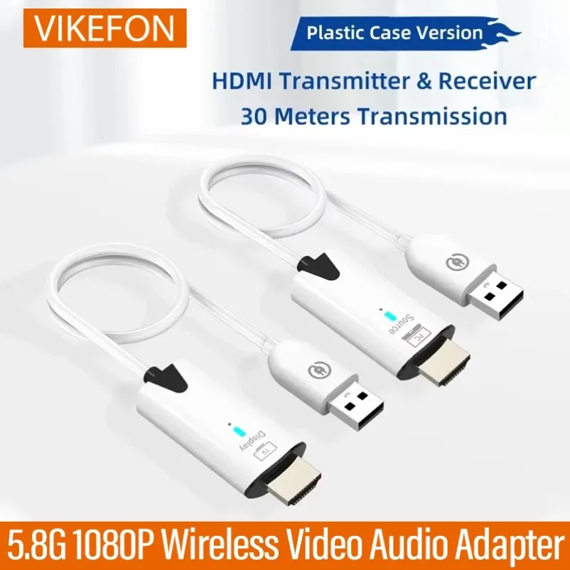

5.8G 1080P 30M HDMI-Compatible Wireless Video Audio Transmitter Receiver Extender Display Adapter Dongle For TV Box Monitor PC