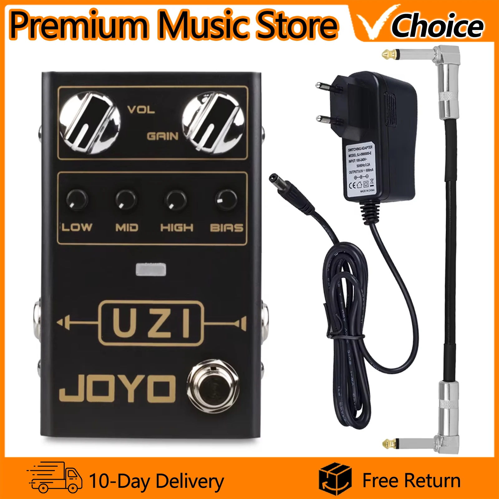 دواسة تأثير الجيتار JOYO R-03 UZI تشويه المعادن الثقيلة دواسة تأثير مكاسب عالية بين التشويه البريطاني والتشويه الأمريكي
