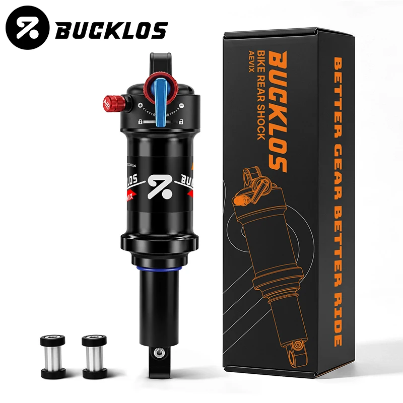 BUCKLOS – amortyzator pneumatyczny do rowerów górskich, montowany z tyłu, 165/190/210 mm, amortyzator pneumatyczny do rowerów MTB, 165L*35 mm, 190L*50 mm, 210L*60 mm.