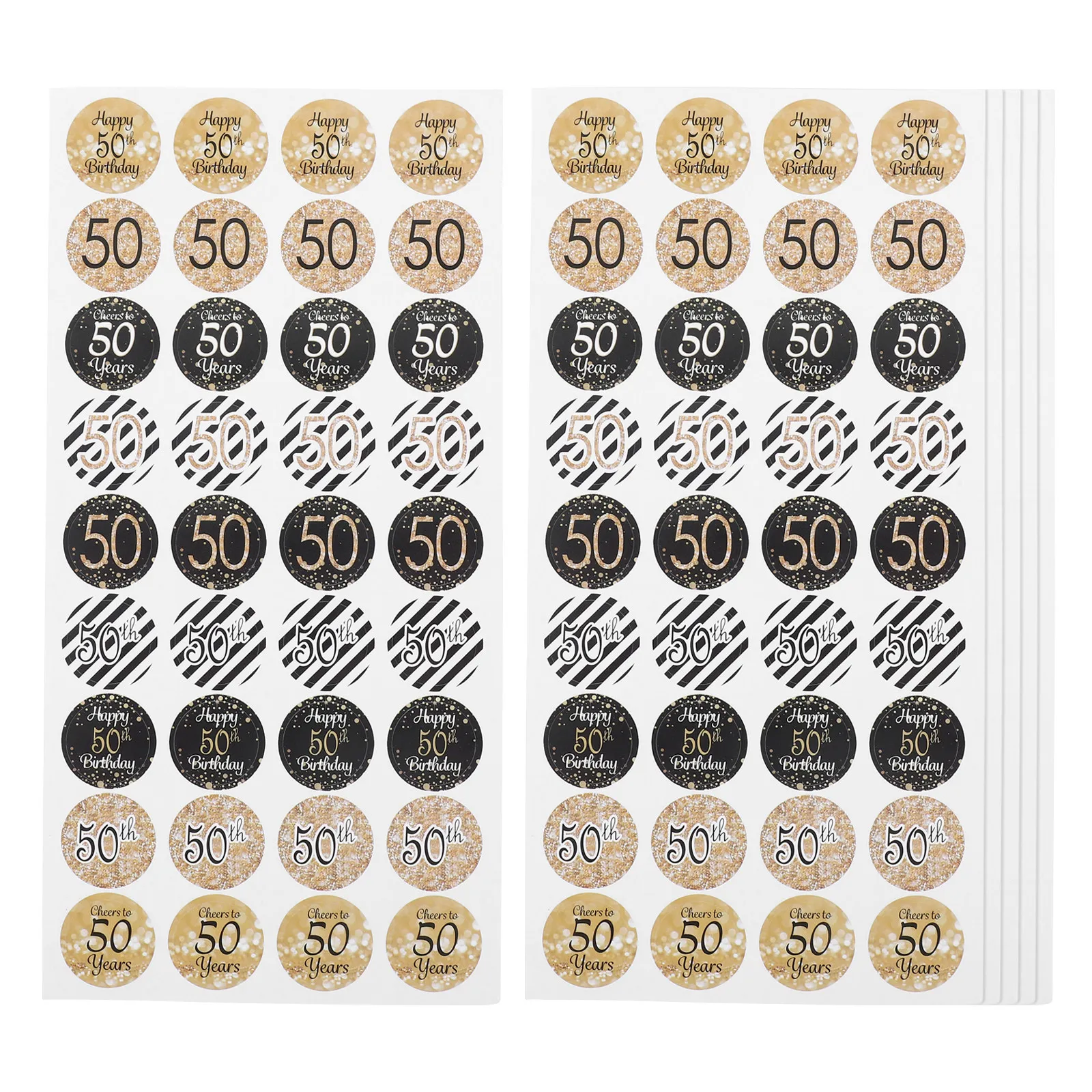 

216Pcs Birthday Sticker 50Th Birthday Elements Decorative Adhesive Decals for Party Favor Candy Packaging Photo Props