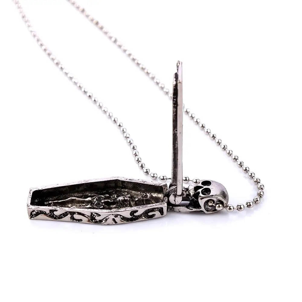 Stainless Steel Gothic Human Skeleton Skull Steampunk Chain Cross Pendant Necklace