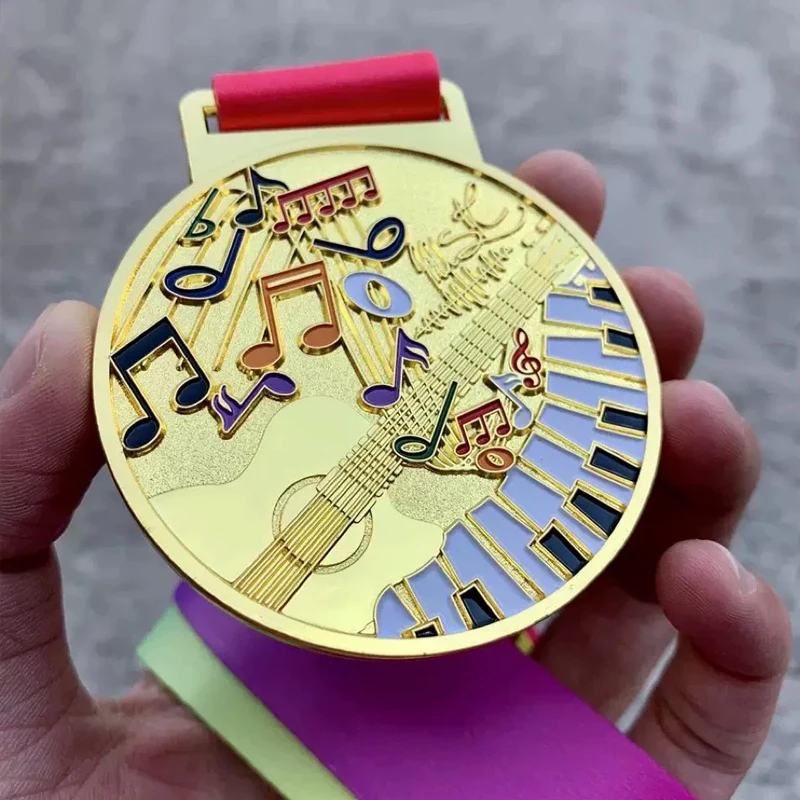 Customized Metal Music Note Medal for Home Decor, Musical Note, Piano, Football, Basketball, Badminton, Gold, Silver Bronze, 1Pc
