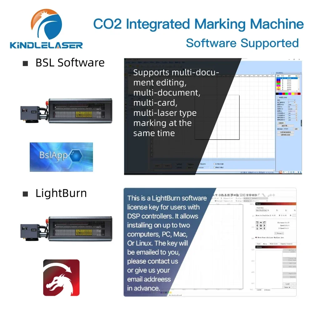 Kindlelaser CO2 Laser Engraver Marking Machine 30W 35W 40W 10.6μm Integrated Structure Body Design Marking Machine CNC Design