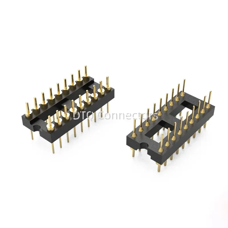 20pcs dual pin IC socket integrated in-line DIP single-chip chip base 8P 14P 16P 20P 28P 40Pin gold plated 2.54mm