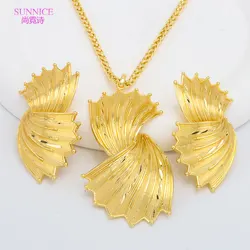 Elegant 18K Gold Plated Necklace Earrings Fashion New In Trendy Jewelry Sets for Women Conjuntos De Joyas Party Accessories