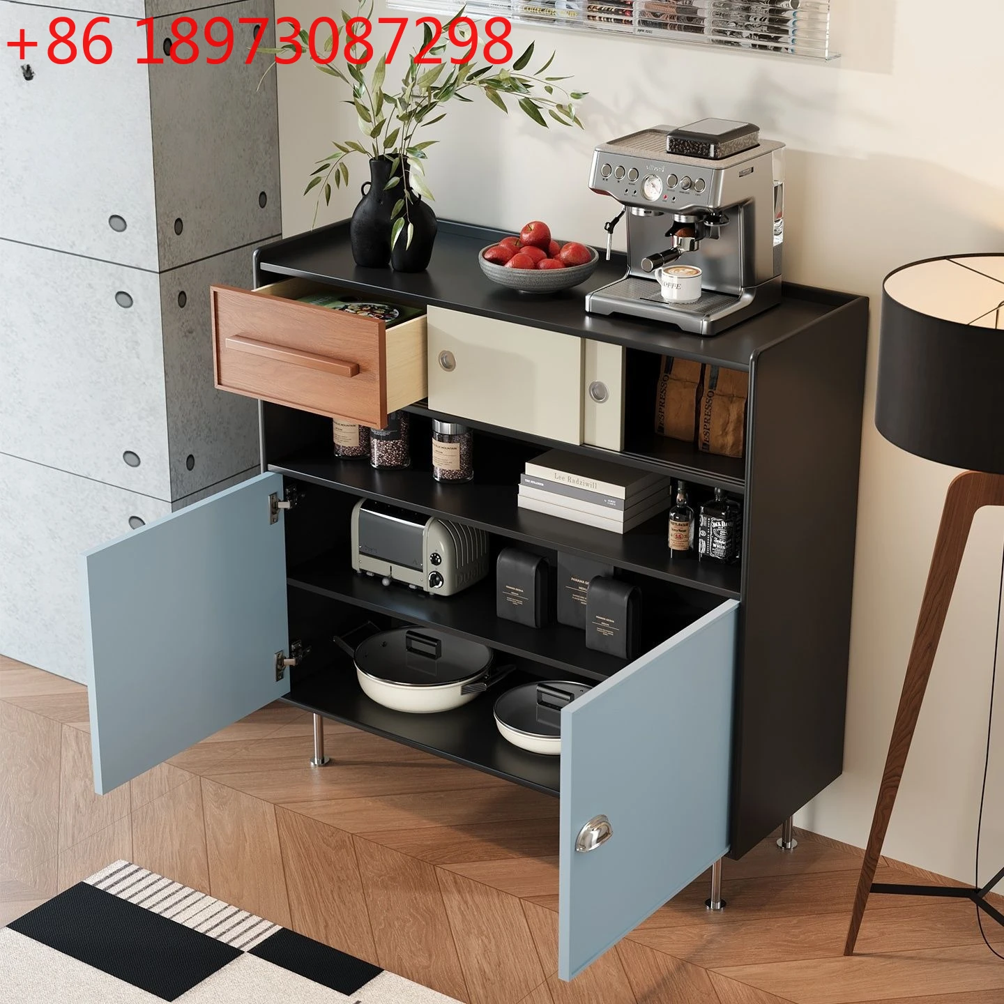 

Средневековый обеденный край из цельного дерева, соответствующий цвету шкафчик для хранения в гостиной, встроенный ретро чайный шкаф