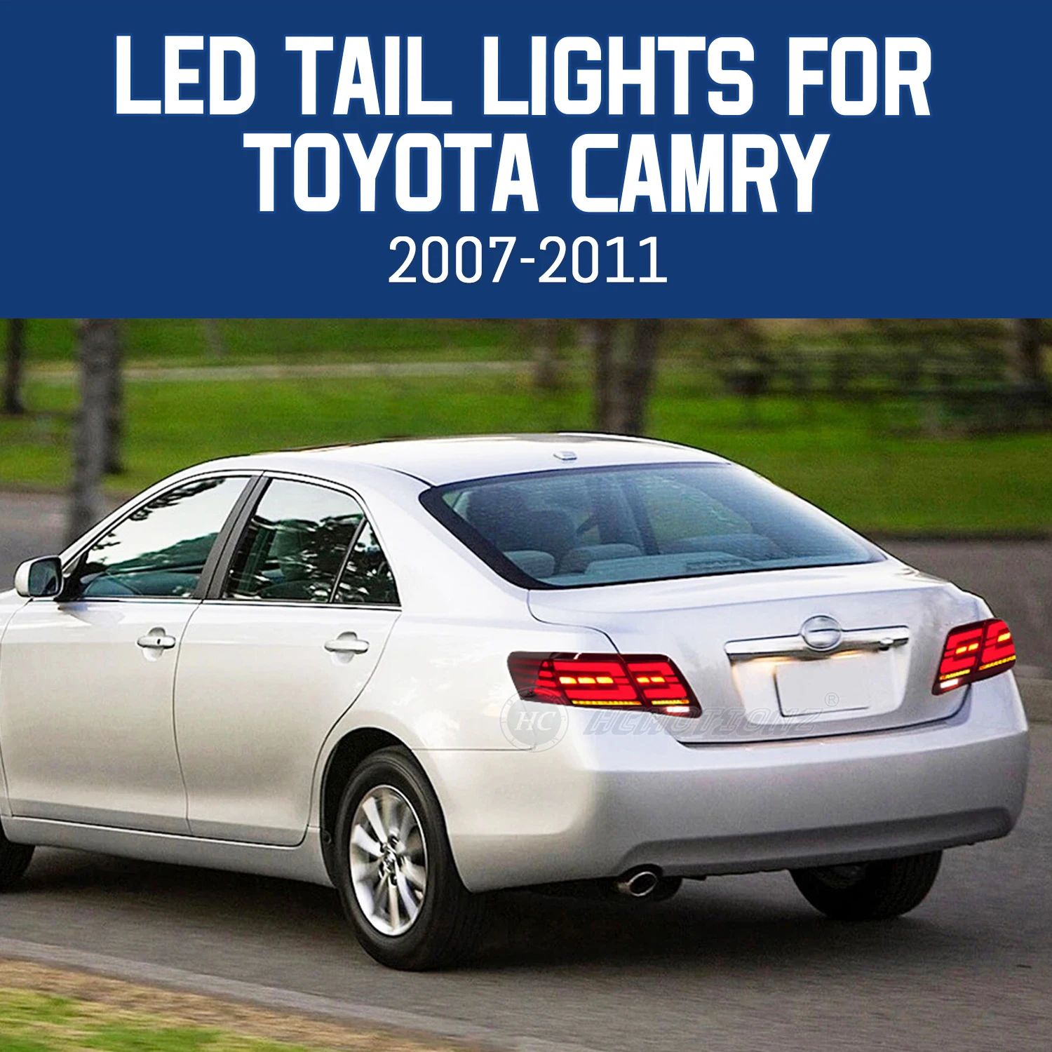 HCMOTIONZ LED LED Tail Lights for Toyota Camry 2007-2011 USA Version xv40 Aurion Car Rear Lamps Assembly DRL Animation
