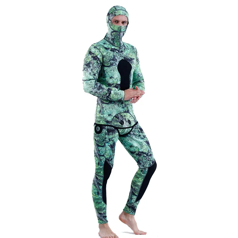 Traje de neopreno de 3mm para hombre, traje de buceo, pesca submarina, con capucha, de goma, mantiene el calor, para invierno