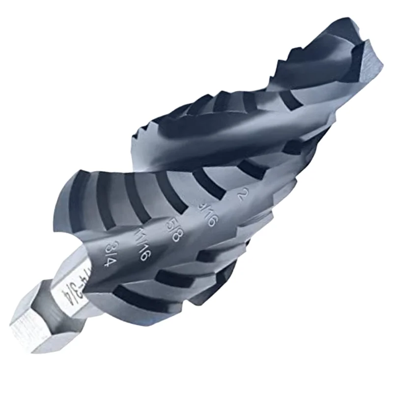 HLZS-M35 Ступенчатое сверло по металлу, дереву, износостойкое покрытие TIALN 3/16 "-7/8" 4-спиральное ступенчатое сверло с канавками