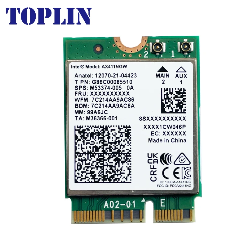 Wi-Fi การ์ดเครือข่าย WIFI AX411NGW AX411 6E CNvio2 802.11ax BT5.3 2.4/5/6GHz สำหรับ Win 10 11