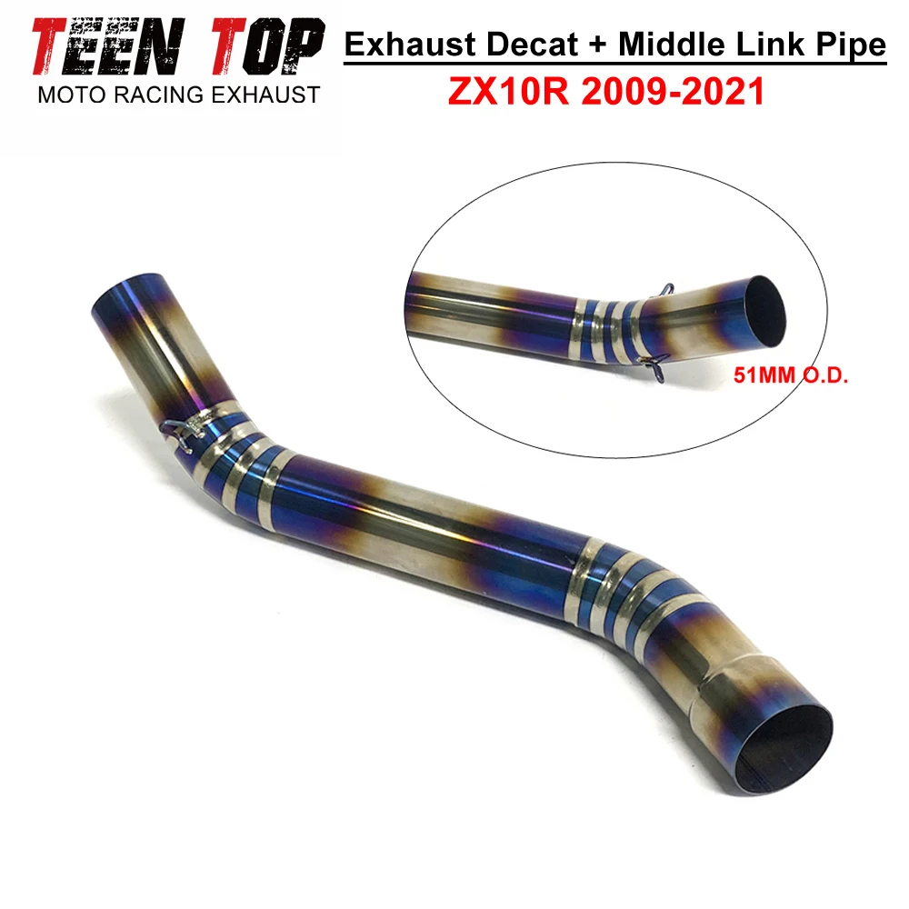 

Титановый выхлопной патрубок для мотоцикла KAWASAKI ZX10R, соединительная труба Decat, 51 мм, для ZX-10R 2009-2021