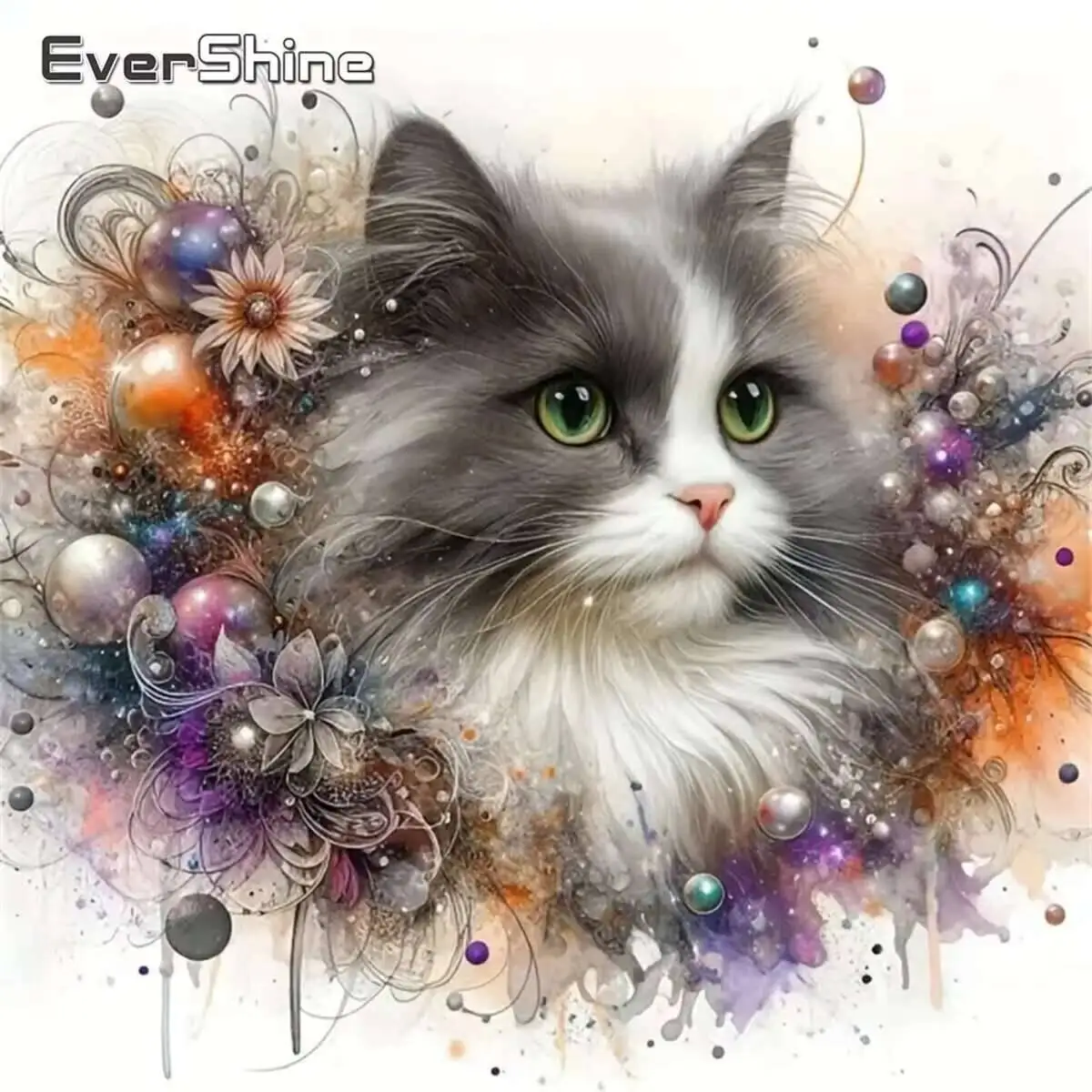 Evershine Diamant Stickerei Katze Tier Voll Platz Runde Malerei 5D Handarbeit DIY Mosaik Handgemachtes Geschenk