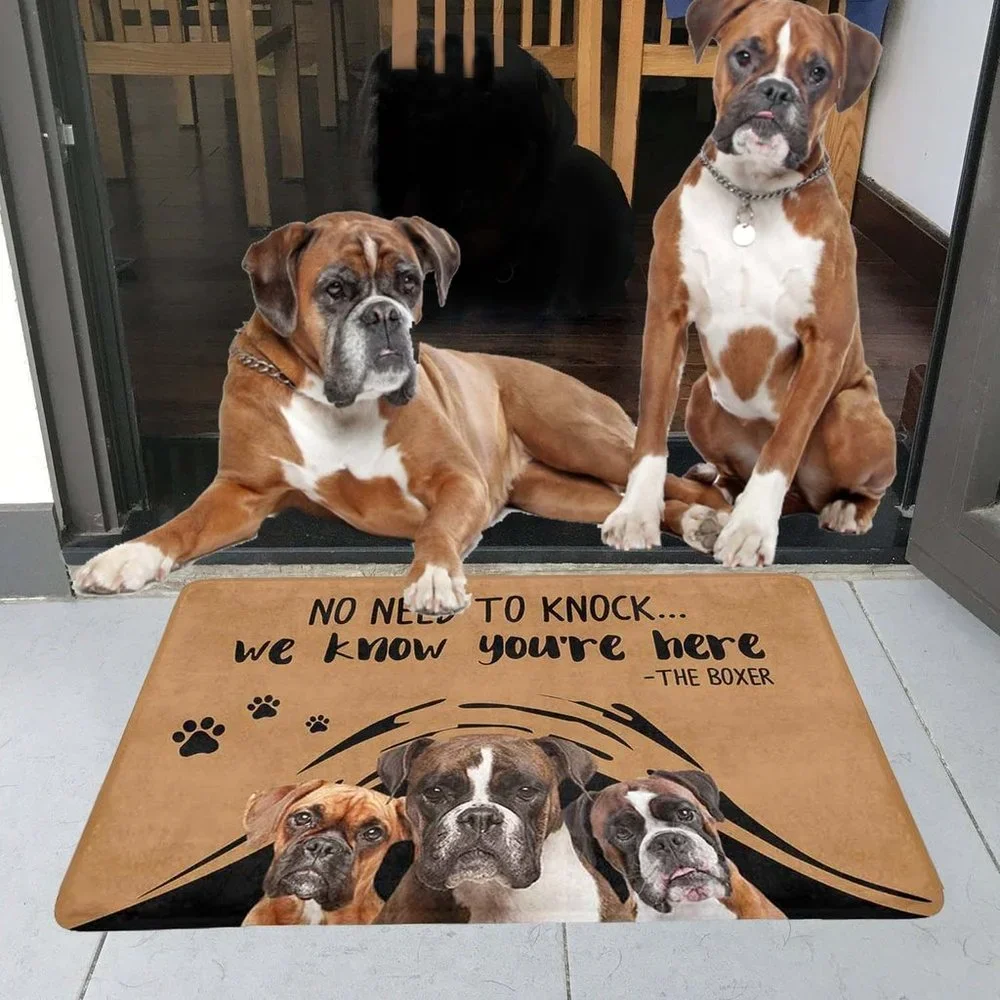 No Need To Knock Boxer Doormat 3D Printed My Dog Doormat Antypoślizgowa mata podłogowa do drzwi Dekoracyjna wycieraczka na ganek 40x60cm DropShipping
