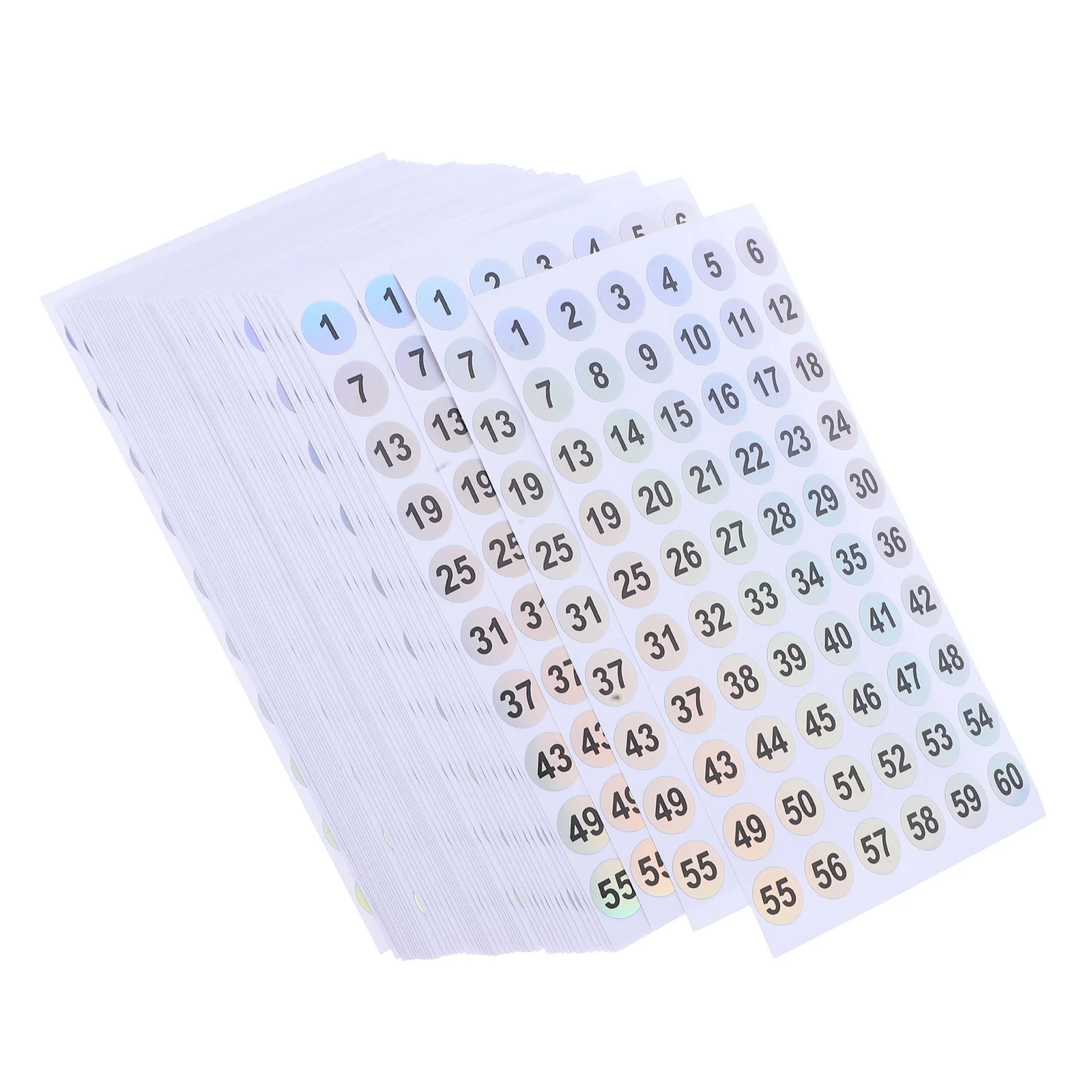 

50Pcs Waterproof Round Number Labels 01-60 Colorful Consecutive Number Stickers for Time Clock Mailbox Door Numbers Outdoor