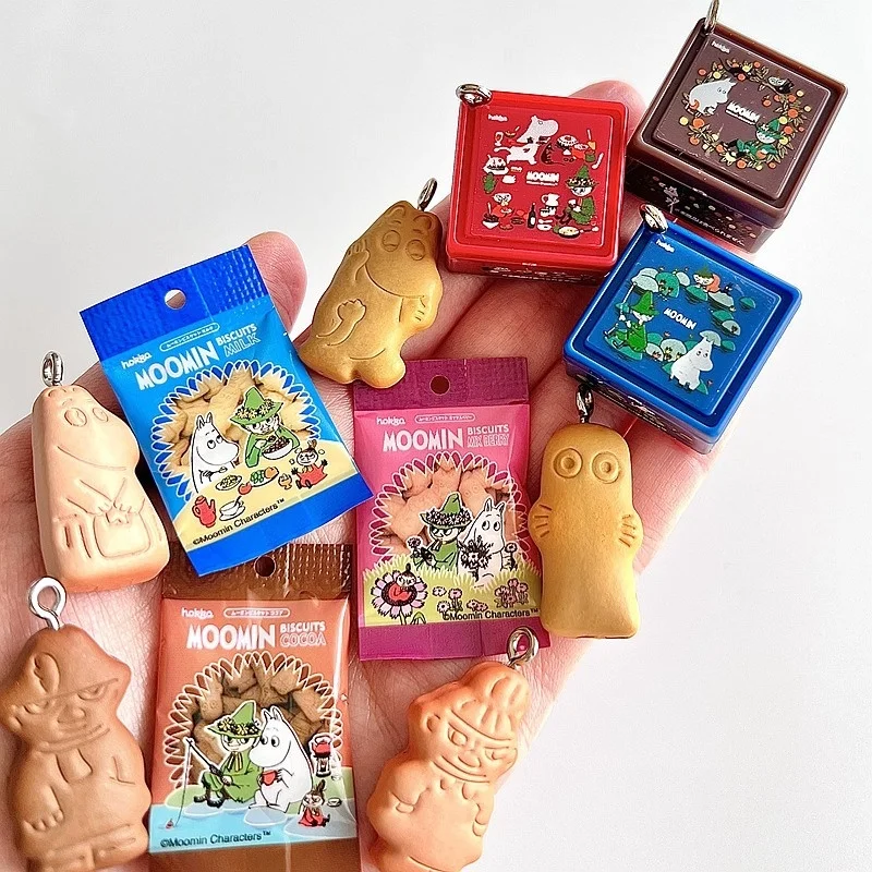 Original Bandai Moomin Snack Charm Figure Keychain Collectible Miniature Food Anime Action Figure Model Classic Toy Gift