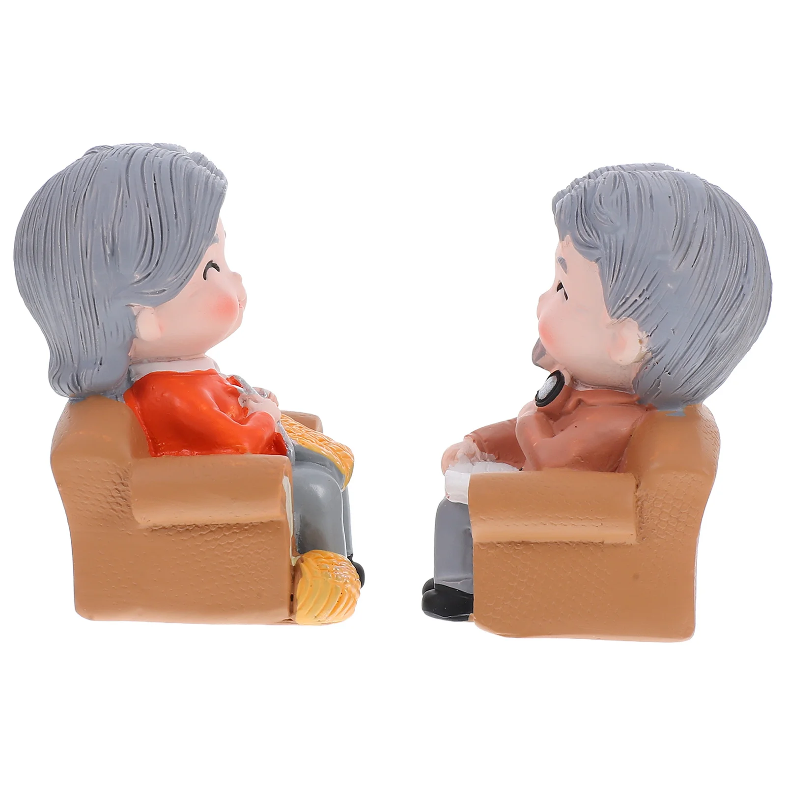 

2pcs Resin Elderly Couple Figurines Cake Decoration For Wedding Anniversary Miniature Elderly Statue Ornament Older Couple Decor