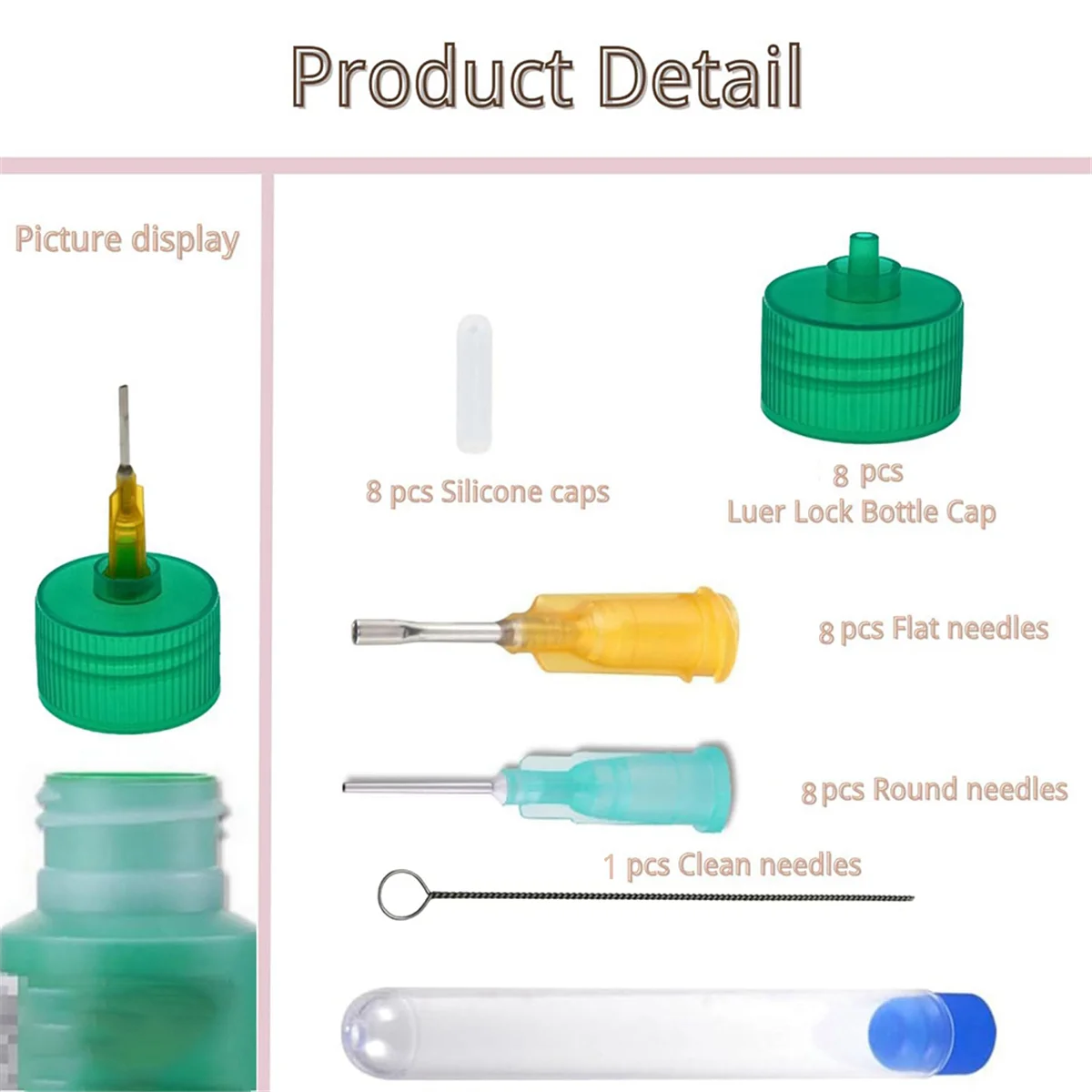 Precision Applicator Bottle Caps - Precision Tip Applicator Bottle Caps for 2 Ounce Acrylic Paint Bottle,8 Lids