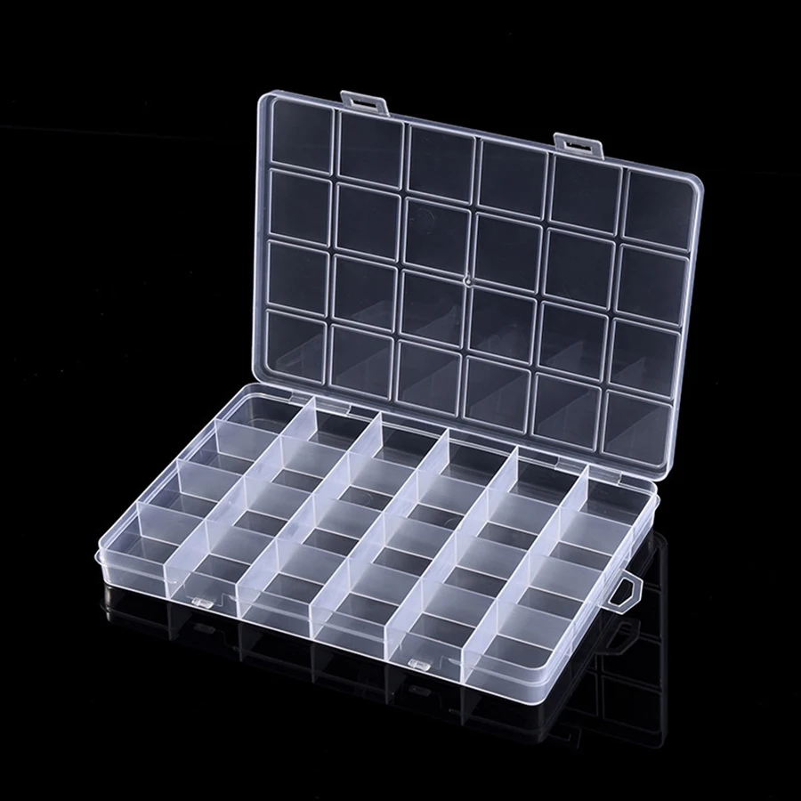 

24 Grid Transparent Storage Boxes Hardware Buttons Fishing Jewellery Accessories Packaging Boxes Stationery Storage Boxes