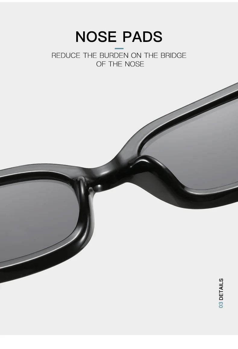 Retro Rechteckige Sonnenbrille für Damen UV400 Markendesigner Vintage Kleiner Rahmen Sonnenbrille Damen Klassisch Schwarz Quadratisch Oculos De Sol – Detail 6