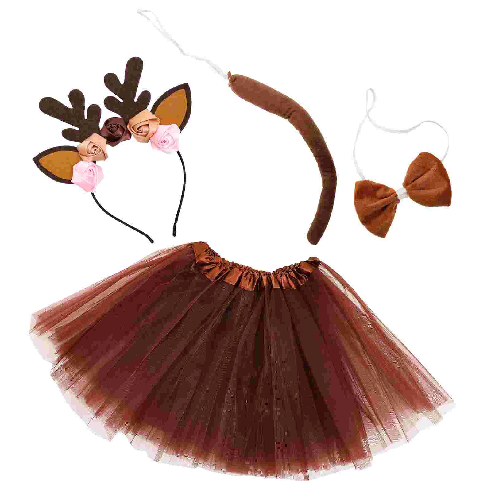 

Tail Animal Ears Headband Prop Reindeer Costume Antler Animals Cosplay Supplies Bowtie Party Accessory
