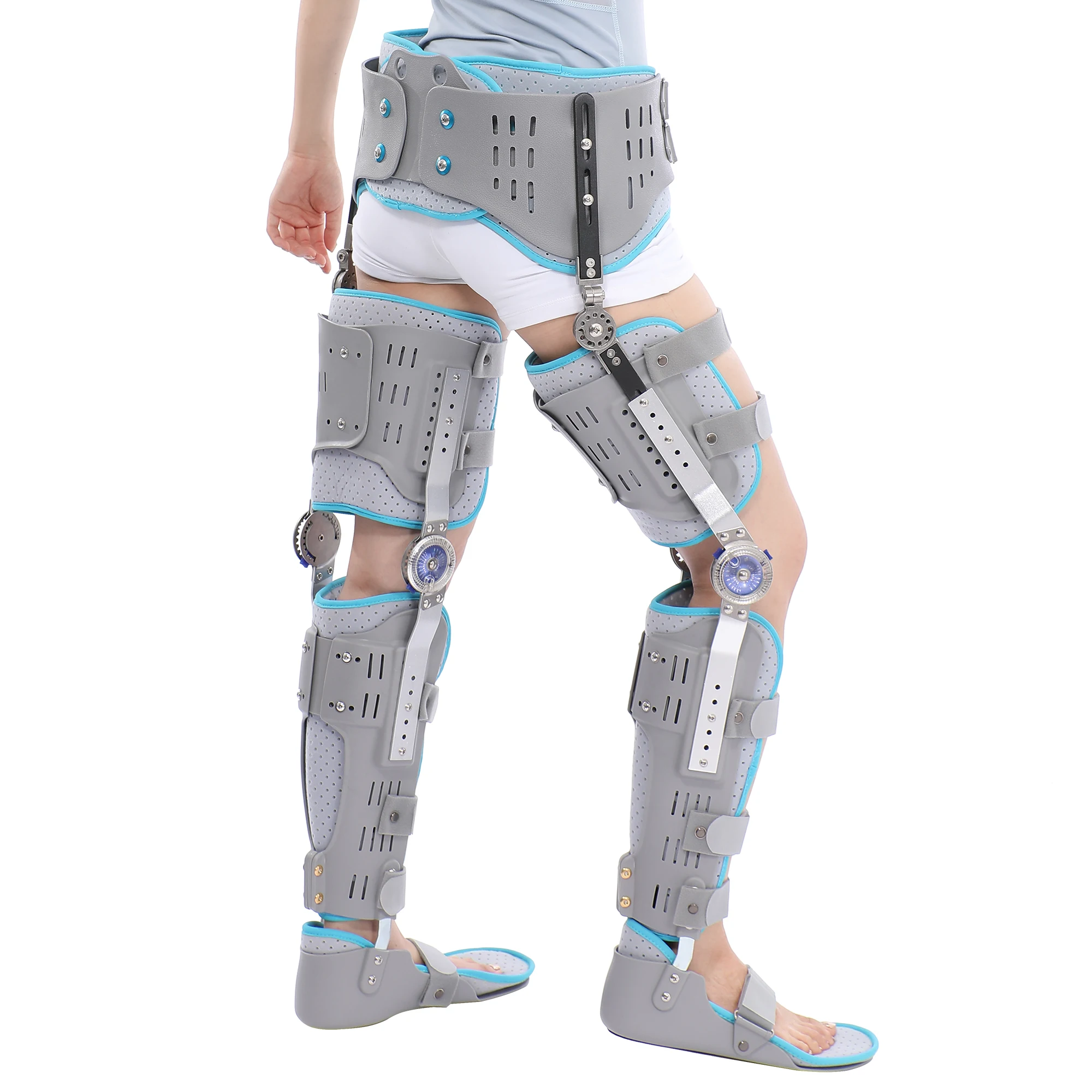 Adjustable Durable Ankle Foot Orthosis with Hip Sacral Waist Knee Joint Fixation Bracket Reusable Rehabilitation Equipment