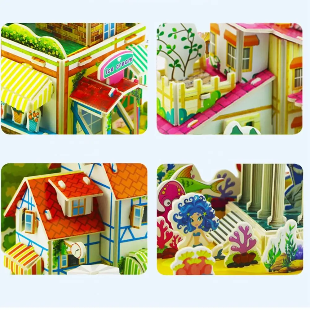 3D Puzzle Building 3D Puzzle Assembly Building Blocks DIY DIY House Model Puzzle Handmade Paper Jigsaw Paper Card Jigsaw