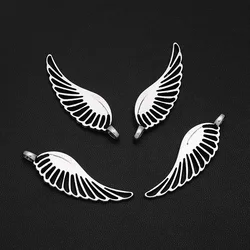 10pcs/Lot 13x45mm Antique Silver Plated Angel Wing Charms Fairy Winged Pendants For DIY Keychain Jewelry Making Accessories