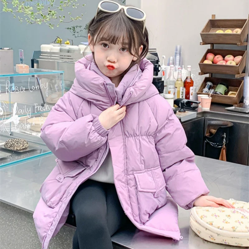 Girls Down Coat Overcoat Jacket Windbreak Outerwear 2024 Graceful Winter Autumn Sport Warm Christmas Gift Children's Clothing