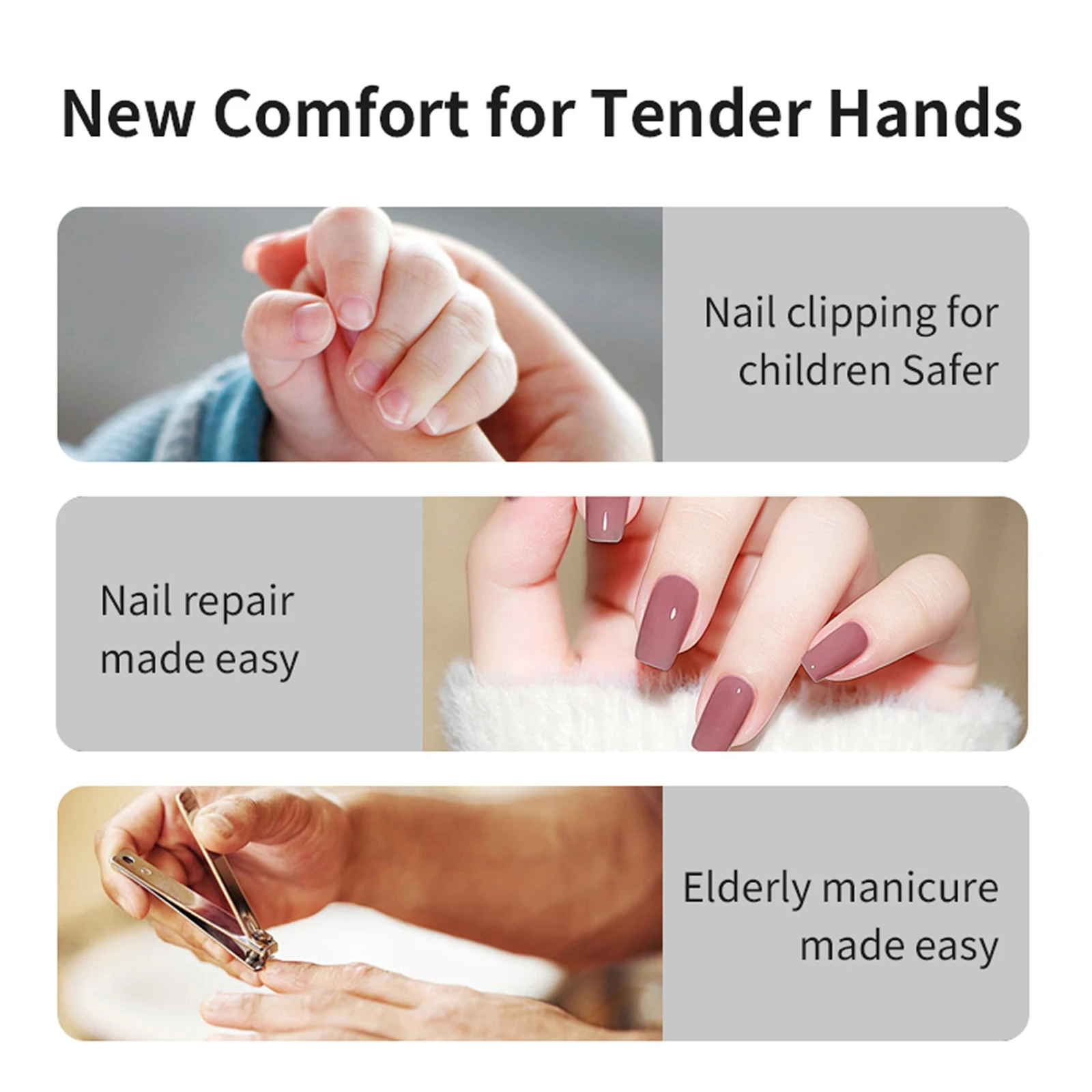 Cortaúñas eléctrico, pulidor de uñas eléctrico, cortador de uñas portátil recargable con luz de seguridad