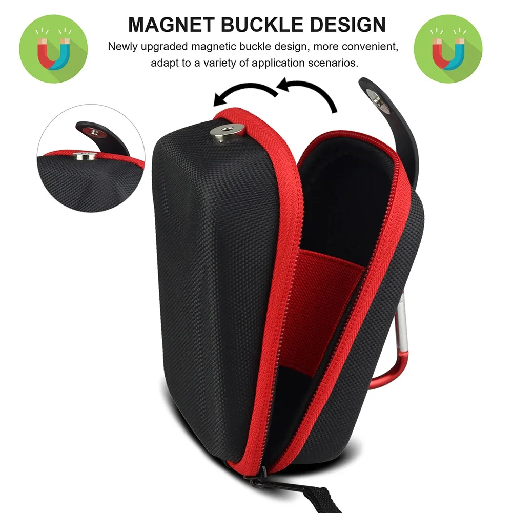 Red Black Golf Rangefinder Bag Magnetic Closure Portable Bag Shockproof Bag Hard Shell Case Shockproof Design EVA Protection