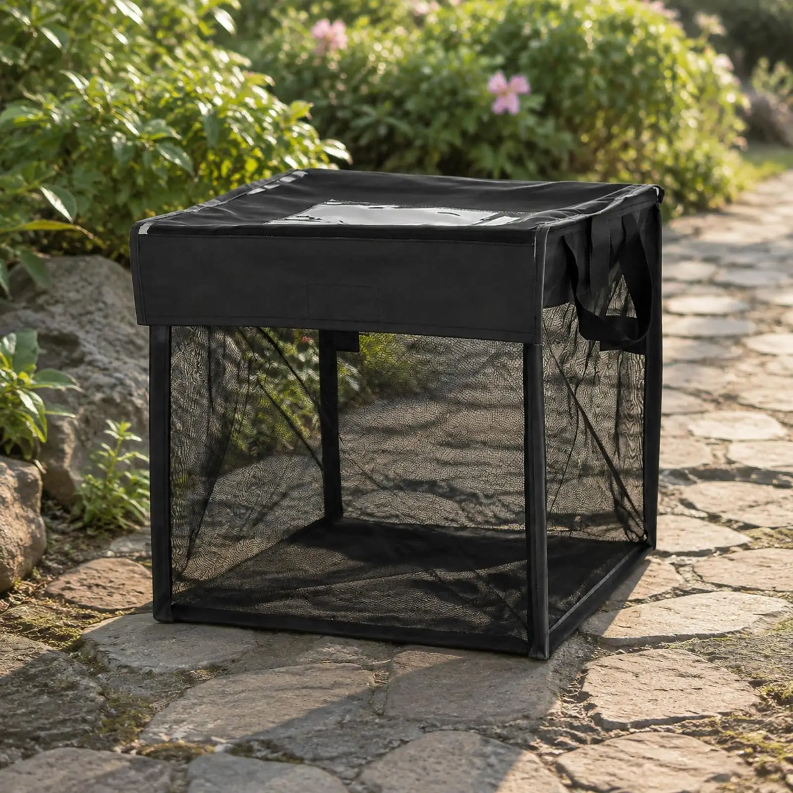 Outdoor Trash Can 125 L Capacity Foldable Outdoor Garbage Collection Bin Lightweight PP Mesh Garden Waste Bin