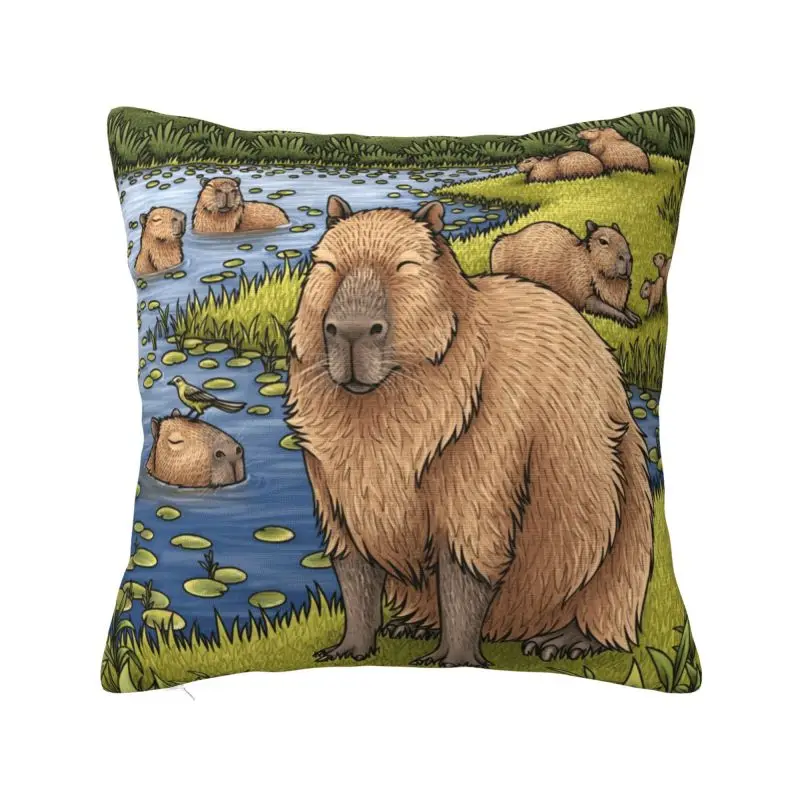 Modern Capybaras Cushion Cover 55*55 cm Polyester Throw Pillow Case Living Room Decoration Bedding Sofa Pillowcase