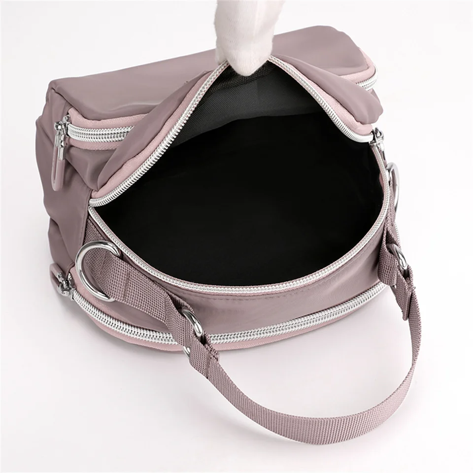 Women Casual Tote Top-handle Bags Nylon Handbags Waterproof Shopping Multi-pocket Shoulder Bag