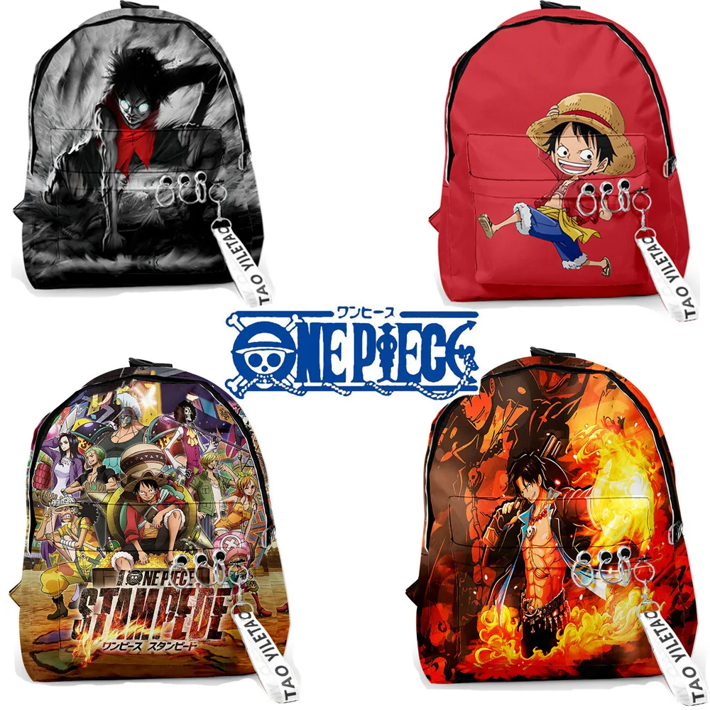 New Anime Bag One Piece Backpack Boy Girl Cartoon Luffy Zoro Figures Kids School Bags Big Capacity Travel Bag Girls Boy Children