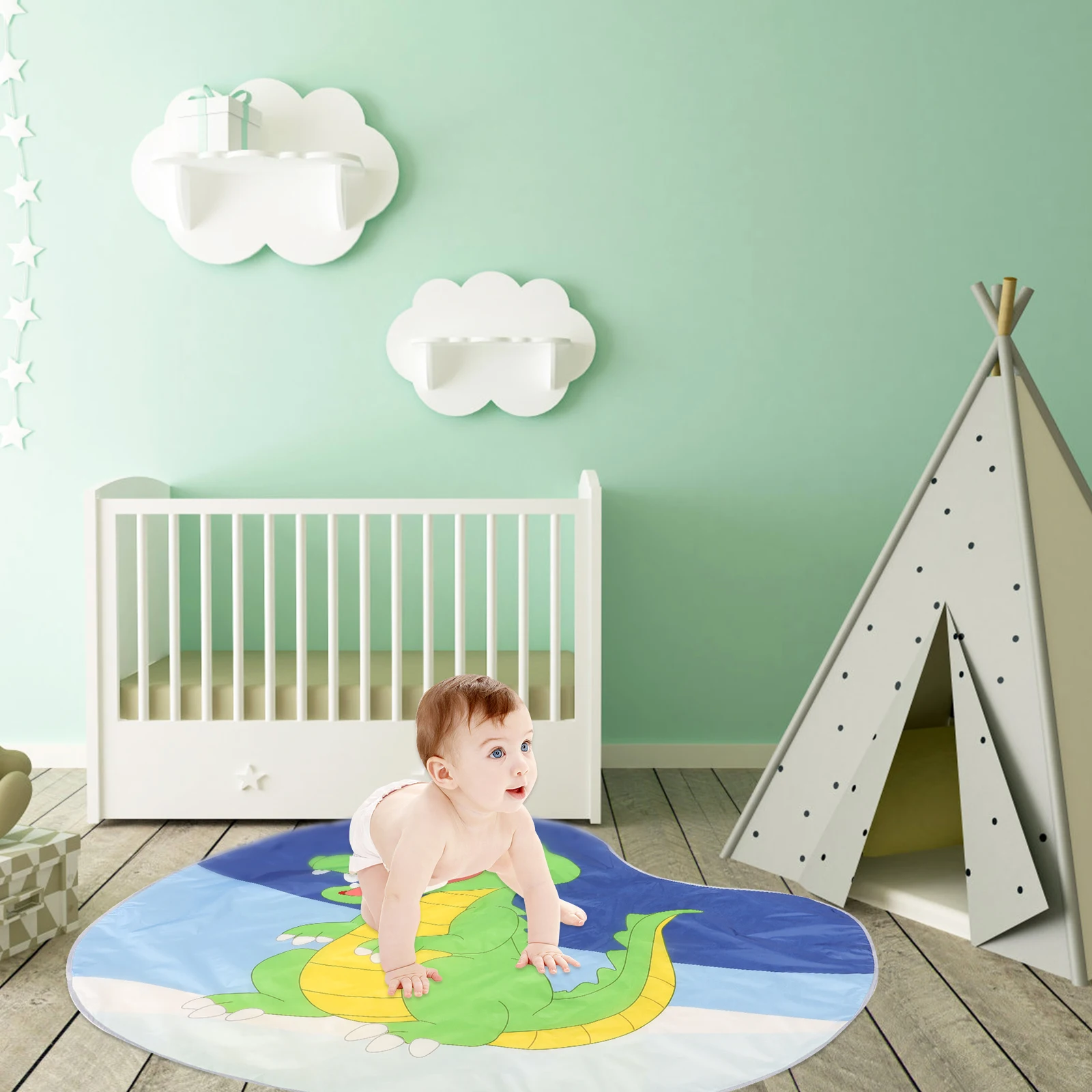 

Large Floor Protector Chair Mat Waterproof Play Mat Indoor Outdoor Nonslip Cartoon Rug Food Catcher Nursery