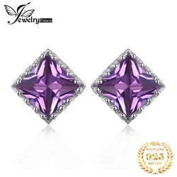 JewelryPalace Square Purple Created Alexandrite Sapphires 925 Sterling Silver Stud Earrings for Women Fashion Gemstone Jewelry