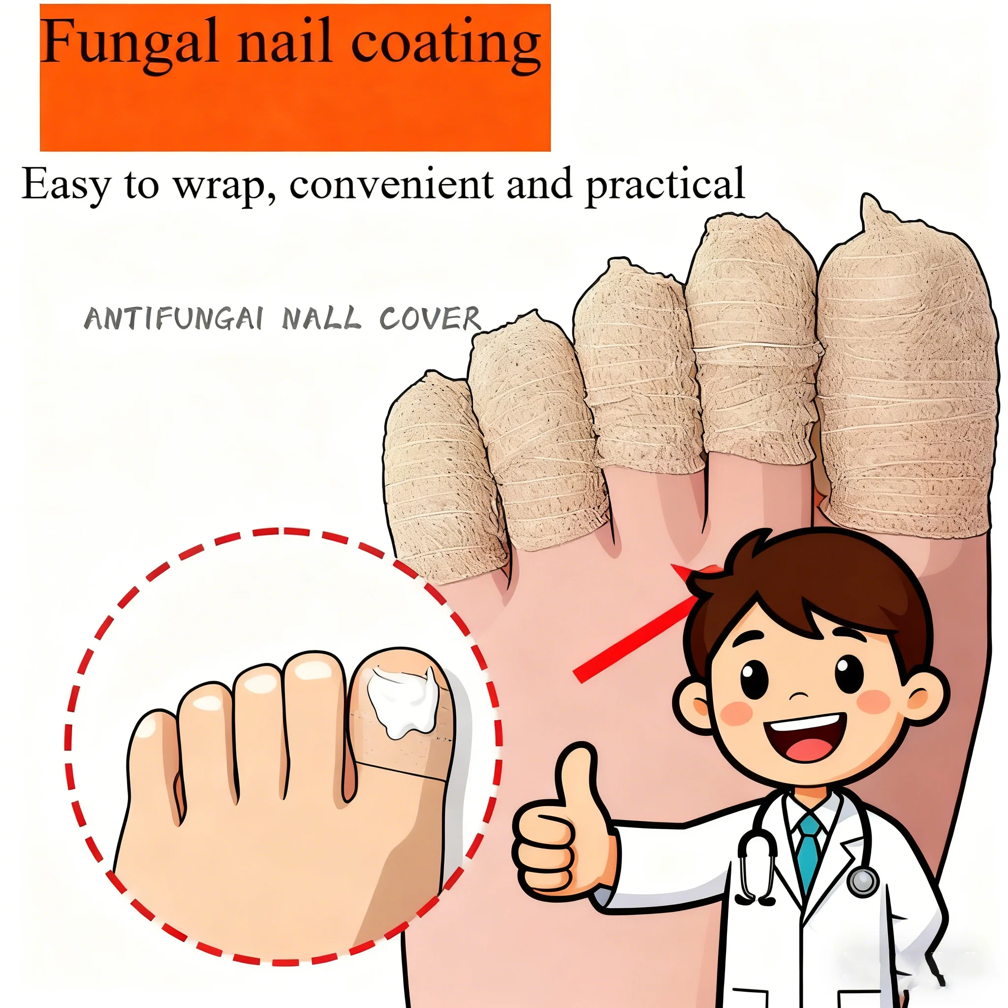 ضمادة ذاتية اللصق، طلاء أظافر فطري، حماية لأصابع القدم والأصابع، طلاء أظافر، حماية لأصابع القدم، حماية للقدم والأصابع