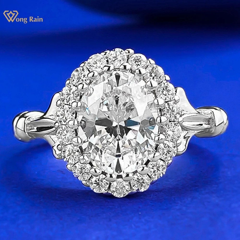 Wong Rain 100% 925 Sterling Silver Oval Cut 6*9 MM Lab Sapphire Gemstone Rings Fine Jewelry Wedding Engagement Gifts Wholesale