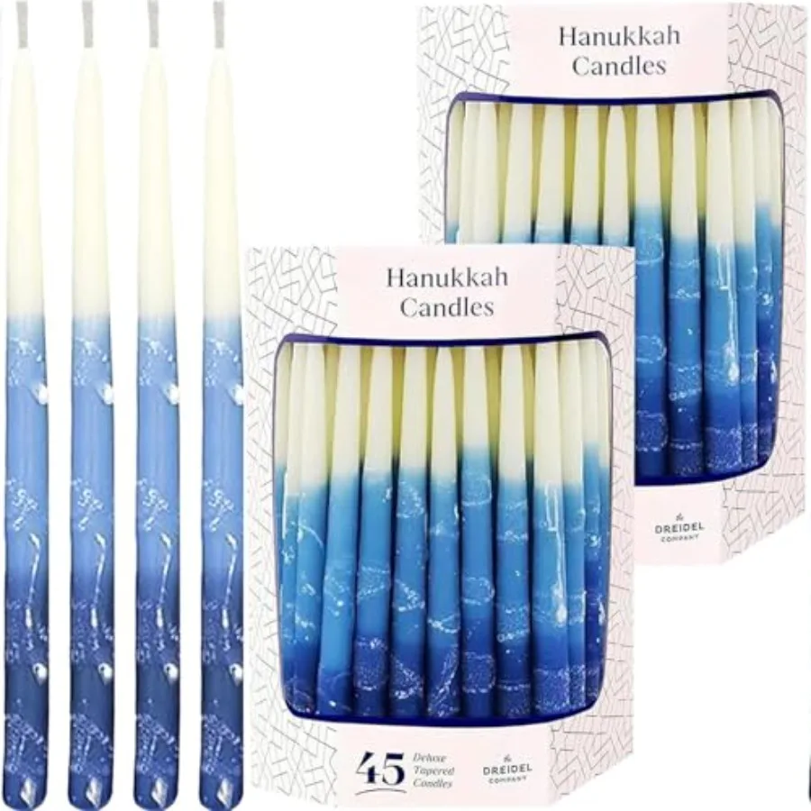 

Безкапельные конические свечи для Хануки премиум-класса, ручной работы, синие, матовые, из высококачественного воска, время горения 1 час