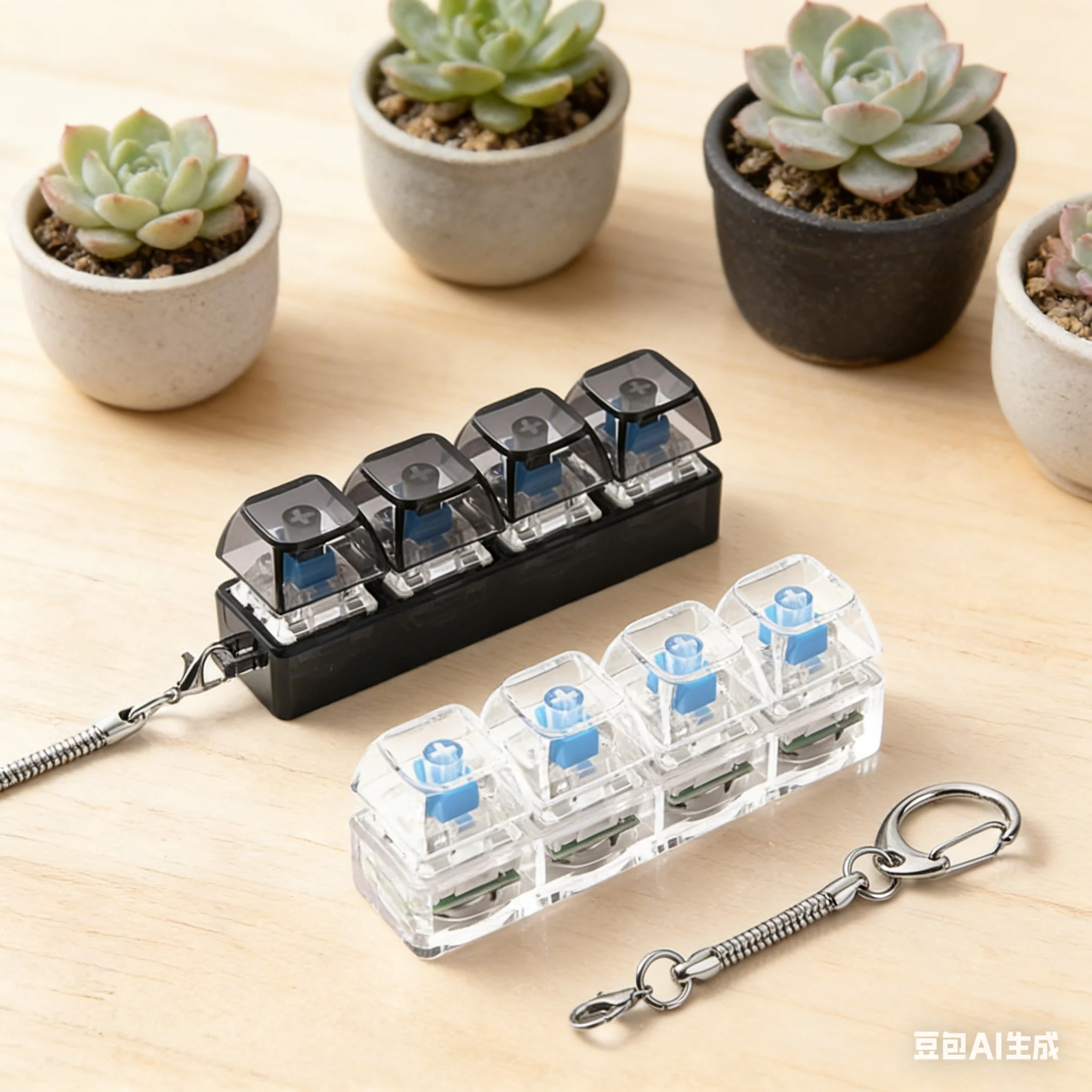 

Брелок-клавиатура, игрушки-непоседы, 4-кнопочный тестер ключей, прозрачные колпачки для клавиш с подсветкой RGB для снятия стресса и развлечений