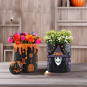 

Halloween Resin Flower Pot Witch Pumpkin House Planter Creative Garden Decoration Outdoor Patio Balcony Green Plant
