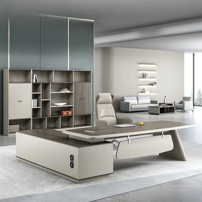 Simple single boss table President office desk and chair combination supervisor  class desk