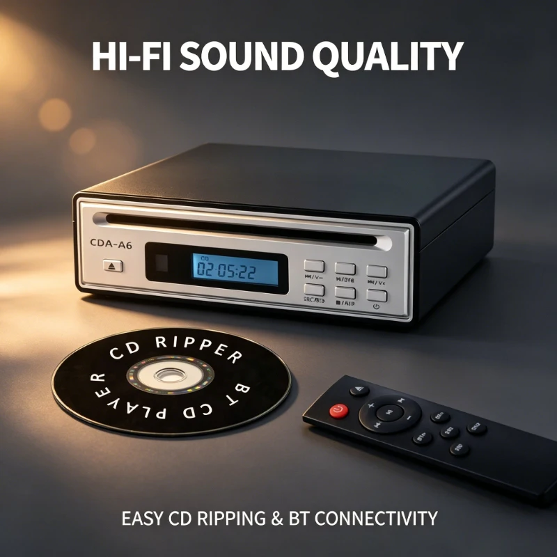 Lettore CD Hi-Fi Portatile Bluetooth, Ripper CD Domestico, Lettore CD Audio Hi-Fi da Tavolo con Ingresso e Uscita Bluetooth