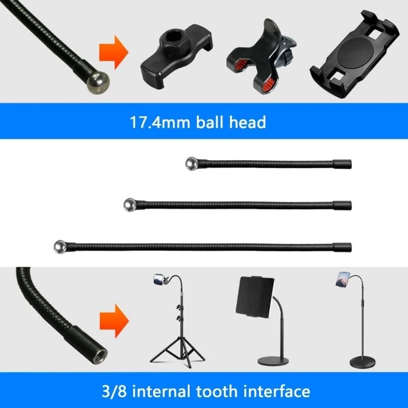 Soporte cámara teléfono ARM Flexible Posicionamiento Fácil Manguera cuello cisne cementerio ajustable con hilo