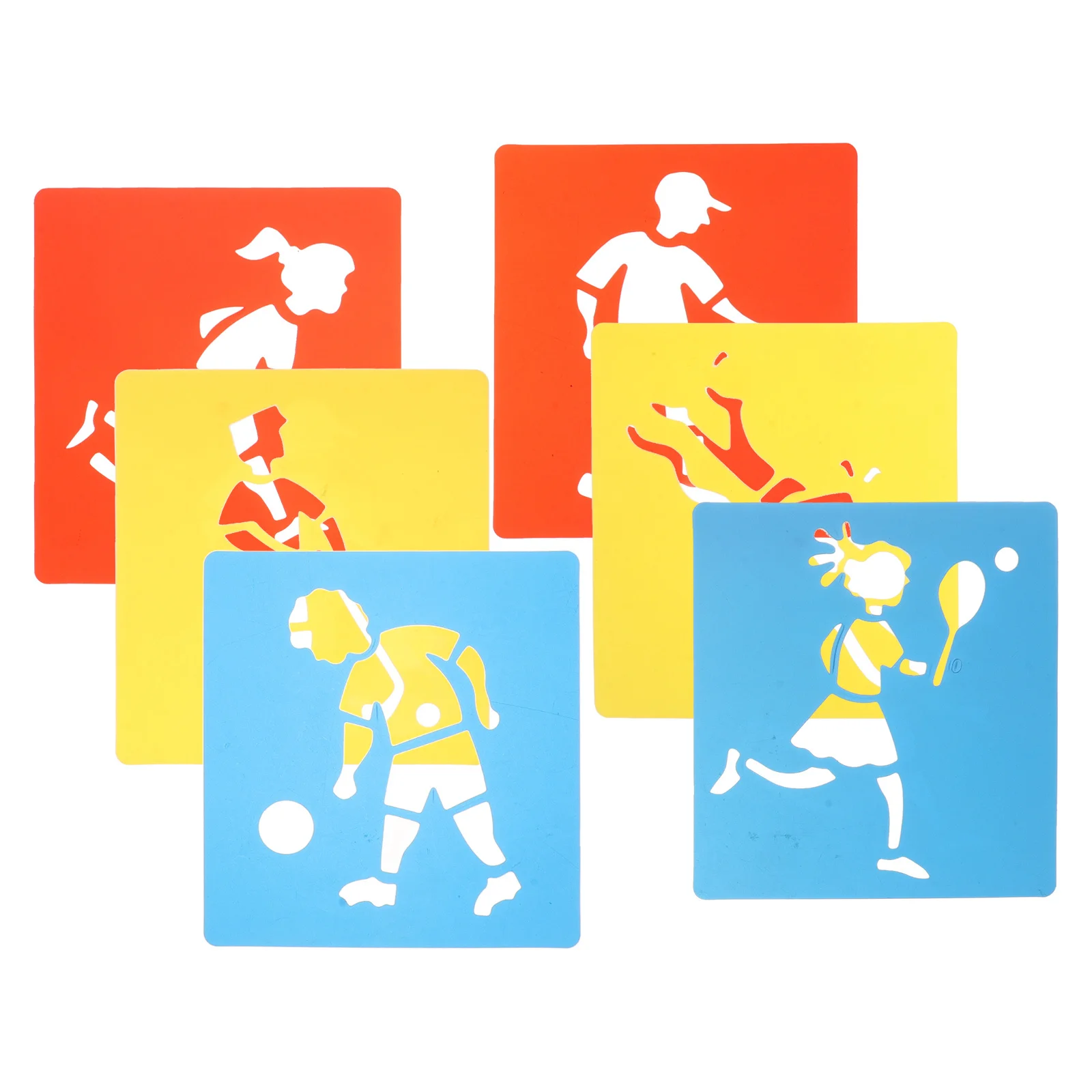 

6Pcs Washable Kids Stencils Sports Drawing Templates Basketball Court Reusable Plastic Stencil Tool School Projects