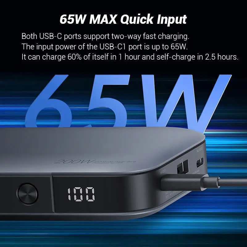 QB826 بطارية خارجية امدادات الطاقة ، بنك الطاقة ، شحن سريع ل 12 ، 13 ، 14 ، 14 زائد ، 2 المدخلات ، 3 المخرجات ، 200 واط ، 97.1 واط ، 25000mAh