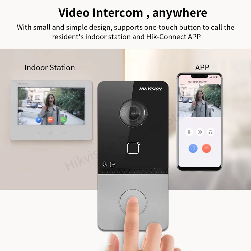 Imagem -03 - Hikvision 1080p Wifi Vídeo Porteiro Casa Inteligente Poe Campainha Câmera Cartão & App Desbloquear Estação de Porta à Prova Impermeável Água Ds-kv6113-wpe1 c