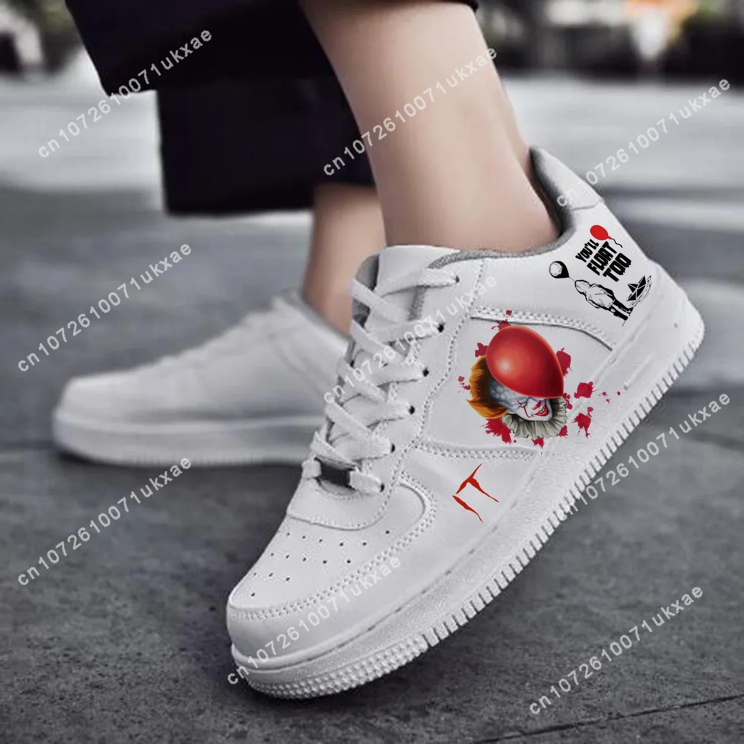 It Movie Pennywise dancing clown AF Basketball Mens Womens Sports High Quality Flats Force Sneakers Lace Up Mesh Custom Shoe